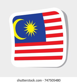Square sticker with flag of Malaysia. high quality flag of Malaysia square glossy icons. vector illustration.