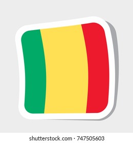 Square sticker with flag of Mali. high quality flag of Mali square glossy icons. vector illustration.
