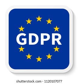 Square Sticker Icon with the Flag of the EU and GDPR / General Data Protection Regulation.