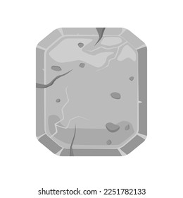 Square stone sign for game design cartoon illustration. Square blank button, panel or board for apps menu on white background. Web design concept