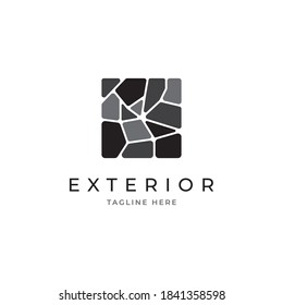 Square stone symbol logo design vector template	