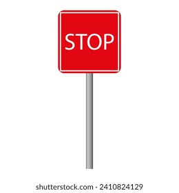 Square stop sign line icon. Sign, signal, stop, tap, prohibition, brick, car, traffic light, traffic, parking. Vector icon for business and advertising