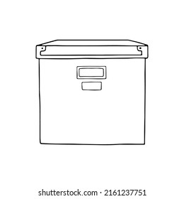 Square storage container linear illustration. Outline image. Vector.