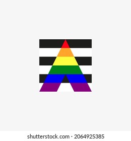 Square Straight Ally Flag On White Background