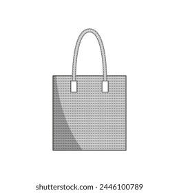 Square straw tote bag in black, isolated on white background. Summer vacation concept. Beach accessory for fashion placement print, logo, banner, flyer, sticker, poster, greeting card, decoration