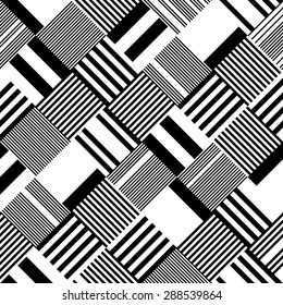 Square and Stripe Pattern. Abstract Monochrome Background. Vector Regular Texture