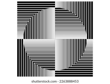 Square striped black lines vector pattern. For wall decor, interior, wallpaper, furniture, web design, printing, packaging, advertising. Trendy striped vector background.