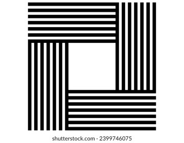 Square striped pattern of black retro lines on a white background. The basis for the design of your advertisement, advertising, web design, cover, poster. Abstract vector background