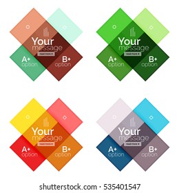 Plantillas de infografía geométrica cuadrada y de rayas. Fondo abstracto de negocio geométrico para diseño de flujo de trabajo, diagrama, opciones de número o diseño web