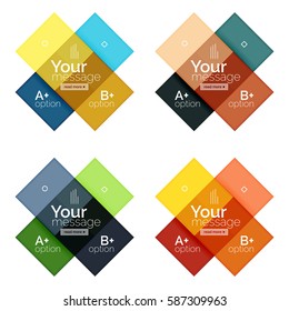 Plantillas de infografía geométrica cuadrada y de rayas. Fondo abstracto de negocio geométrico para diseño de flujo de trabajo, diagrama, opciones de número o diseño web