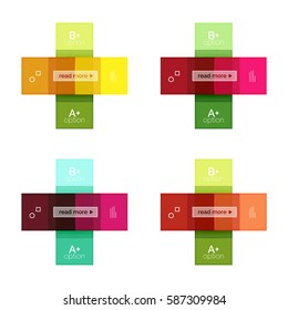 Plantillas de infografía geométrica cuadrada y de rayas. Fondo abstracto de negocio geométrico para diseño de flujo de trabajo, diagrama, opciones de número o diseño web