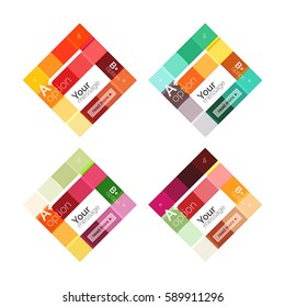 Quadratische und Streifen geometrische Infografik-Vorlagen. Geometrischer abstrakter Hintergrund für das Workflow-Layout, Diagramm, Zahlenoptionen oder Webdesign