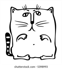The square stylized black-and-white cat.
