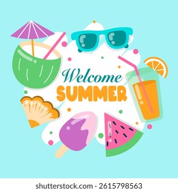  square summer banner with the inscription welcome summer