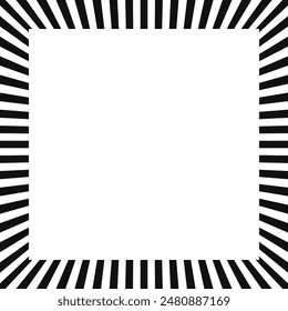 Square sunburst notched border frame background. A squared arrangement of bursting speed lines.