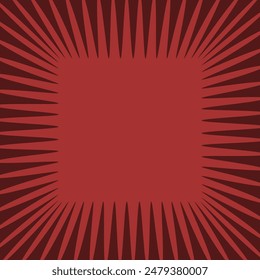 Square sunburst wavy red border frame. A squared arrangement of bursting speed lines.
