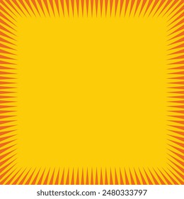 Square sunburst zigzag orange border frame. A squared arrangement of bursting, jagged speed lines.