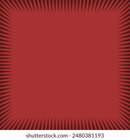 Square sunburst zigzag red border frame. A squared arrangement of bursting, jagged speed lines.