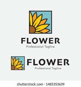 Square sunflower logo vector template