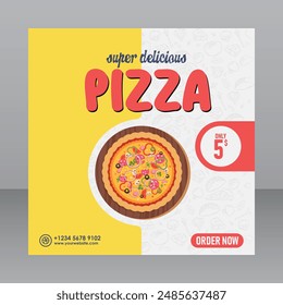 Square Super Delicious Pizza Flyer For Marketing Purposes, Restaurant Banner, Restaurant Flyer, Restaurant Poster, Food Banner, Food Poster, Food Flyer, Advertisement Flyer