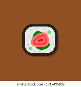 Icono de sushi cuadrado. Es un concepto abstracto. Estilo sencillo y plano