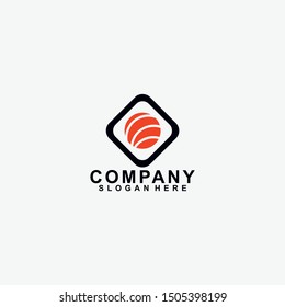 Square Sushi Logo Design. Modern Design. Sushi Logo. Sushi. Vector Illustration