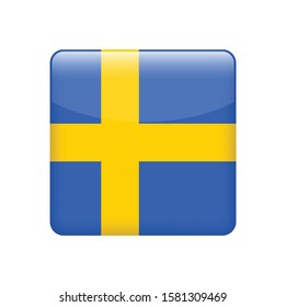 Square  Sweden Flag. Simple Vector Round Sweden Flag