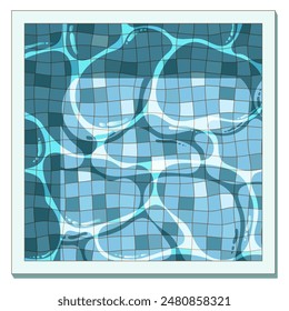 Ilustración plana de dibujos animados de la piscina cuadrada, aislada en el fondo blanco