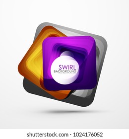 Square swirl abstract banner. Vector minimalistic geometric abstract background
