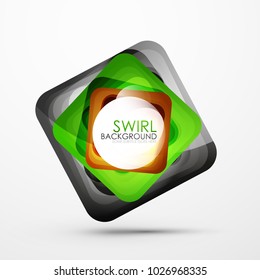 Square swirl abstract banner. Vector minimalistic geometric abstract background