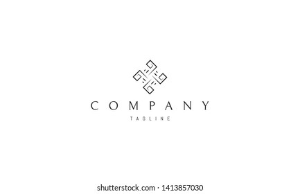 Square Swirl Abstract black vector logo design