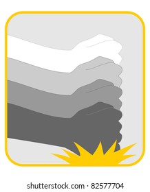 Square symbol with fist hitting