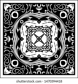 Square symmetrical ornamental flower ancient like mandala, vector pattern