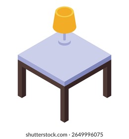 Lámpara de mesa cuadrada de pie en el icono isométrico superior, concepto de muebles interiores