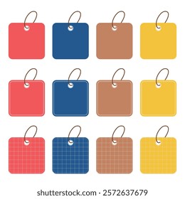 Square tag vector illustration on white background. Blank label for writing price or content decoration.