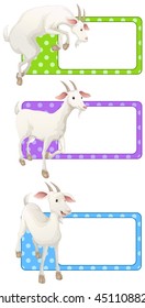 Square tags with white goats illustration