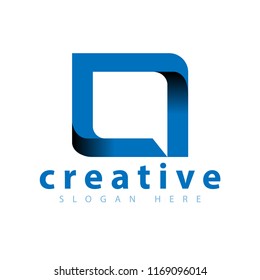 Square talk chat logo icon vector template