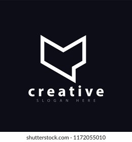 Square talk line logo vector template