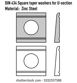 Square taper washers for section from black steel
