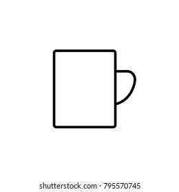 square tea cup symbol thin line black icon