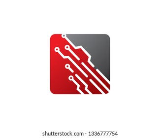 Square Tech Logo Template, Icon, Symbol - Vector