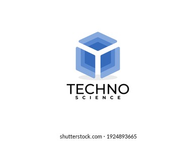 square technology logo. techno vector symbol.