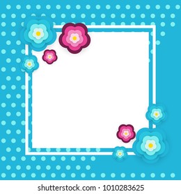 Square template banner design with stylized flowers. Vector illustration.