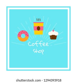 Square template for coffee shop logo. Vector design for banners, cards, coffee shop logos, cooking web sites and restaurant menu. Vector illustration in flat style.