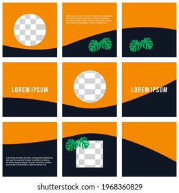 square template with curved lines and leaves. frame. suitable for poster design, headline etc. eps file