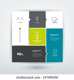 Square template diagram. Flat vector tab.