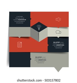 Square template infographic banner diagram. Flat vector tab.