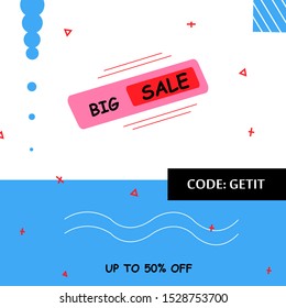 Square template promotion of big sale banner with pastel color. Editable vector illustration.