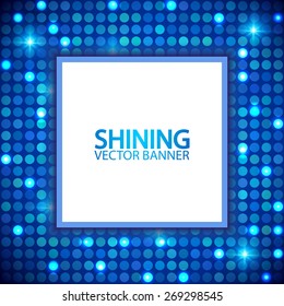 Square template in shining background. Vector illustration