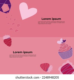 Square template for Valentine's Day holidays.Social media post .Vector illustration for greeting card, mobile apps, banner design and web ads
